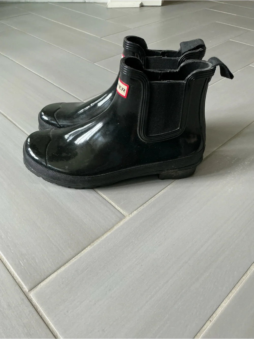 Hunter Original Chelsea Rain Ankle Boots | Black High Gloss